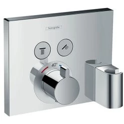 Hansgrohe ShowerSelect Thermostatic Mixer for Concealed Installation for 2 Outlets with Hose Connection and Shower Holder- 15765000