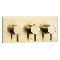 JTP Vos Brushed Brass Twin Outlet Thermostatic Concealed Shower Valve Horizontal