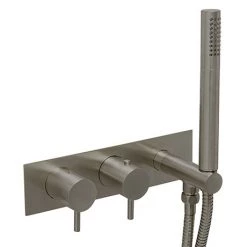 JTP Vos Brushed Black Twin Outlet Thermostatic Shower Valve with Handset