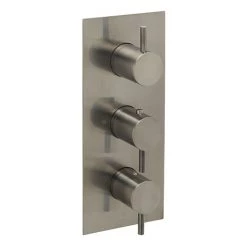 JTP Vos Brushed Black Triple Outlet Thermostatic Concealed Shower Valve Vertical