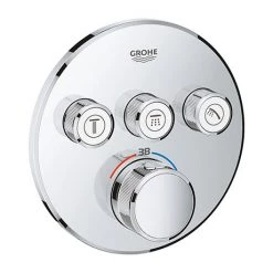 Grohe Grohtherm SmartControl Thermostat Round 3 Outlet Concealed Mixer Trim - Chrome - 29121000