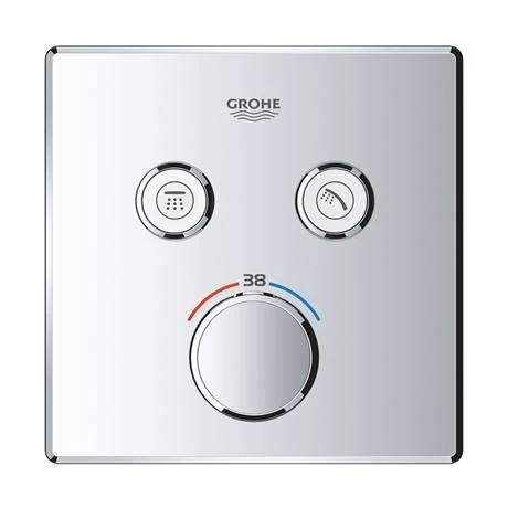 Grohe Grohtherm SmartControl Thermostat Square 2 Outlet Concealed Mixer Trim - 29124000 3 Grohe Grohtherm SmartControl Thermostat Square 2 Outlet Concealed Mixer Trim - 29124000 - Image 3