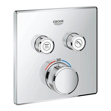Grohe Grohtherm SmartControl Thermostat Square 2 Outlet Concealed Mixer Trim - 29124000 1 Grohe Grohtherm SmartControl Thermostat Square 2 Outlet Concealed Mixer Trim - 29124000