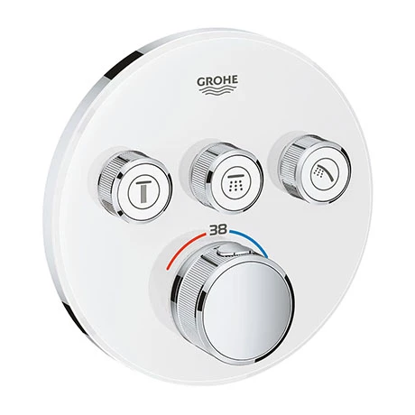 Grohe Grohtherm SmartControl Thermostat Round 3 Outlet Concealed Mixer Trim - Moon White - 29904LS0 1 Grohe Grohtherm SmartControl Thermostat Round 3 Outlet Concealed Mixer Trim - Moon White - 29904LS0