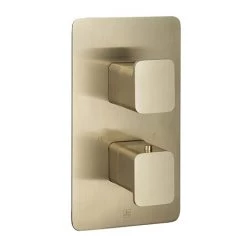 JTP Hix Brushed Brass Twin Outlet Thermostatic Concealed Shower Valve