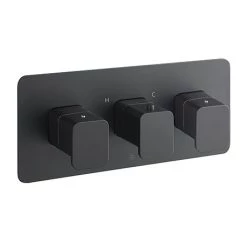 JTP Hix Matt Black Twin Outlet Thermostatic Concealed Shower Valve Horizontal