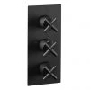 JTP Solex Matt Black Twin Outlet Thermostatic Concealed Shower Valve Vertical