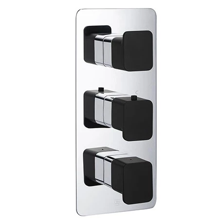 JTP Axel Triple Outlet Thermostatic Concealed Shower Valve Vertical with Matt Black Handles 1 JTP Axel Triple Outlet Thermostatic Concealed Shower Valve Vertical with Matt Black Handles