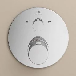 Ideal Standard Ceratherm T100 Chrome Built-In Thermostatic 2 Outlet Round Shower Mixer + Easybox -Concealed Shower Valves Sales A5814AA A1000NU D3 460