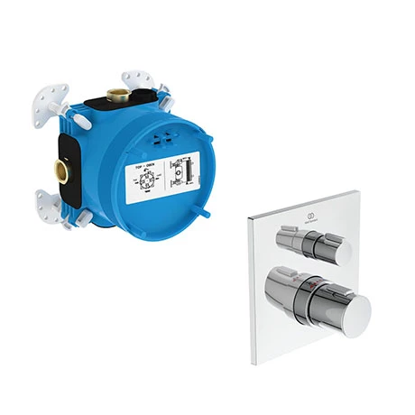Ideal Standard Ceratherm C100 Chrome Built-In Thermostatic 1 Outlet Square Shower Mixer + Easybox 1 Ideal Standard Ceratherm C100 Chrome Built-In Thermostatic 1 Outlet Square Shower Mixer + Easybox