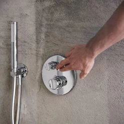 Ideal Standard Ceratherm Navigo Chrome Built-In Thermostatic 2 Outlet Round Shower Mixer + Easybox -Concealed Shower Valves Sales A7296AA A1000NU D3 460