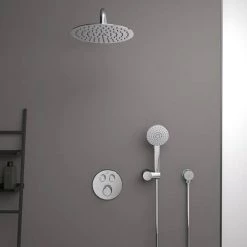 Ideal Standard Ceratherm Navigo Chrome Built-In Thermostatic 2 Outlet Round Shower Mixer + Easybox -Concealed Shower Valves Sales A7296AA A1000NU D4 460