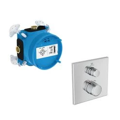 Ideal Standard Ceratherm Navigo Chrome Built-In Thermostatic 1 Outlet Square Shower Mixer + Easybox