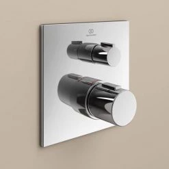 Ideal Standard Ceratherm T100 Chrome Built-In Thermostatic 2 Outlet Square Shower Mixer + Easybox -Concealed Shower Valves Sales A7522AA A1000NU D2 460