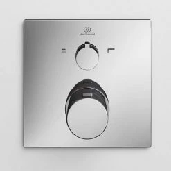 Ideal Standard Ceratherm T100 Chrome Built-In Thermostatic 2 Outlet Square Shower Mixer + Easybox -Concealed Shower Valves Sales A7522AA A1000NU D3 460