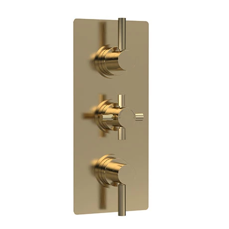 Hudson Reed Tec Pura Plus Concealed Thermostatic Triple Shower Valve with Diverter - Brushed Brass - A8023 1 Hudson Reed Tec Pura Plus Concealed Thermostatic Triple Shower Valve with Diverter - Brushed Brass - A8023