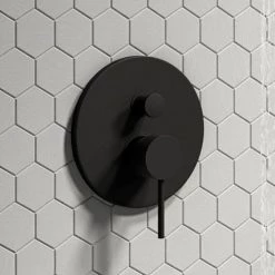Arezzo Matt Black Round Concealed Manual Shower Valve with Diverter -Concealed Shower Valves Sales AZ MSVD d3 460