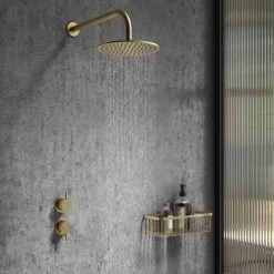 Arezzo Brushed Brass Concealed Individual Stop Tap + Thermostatic Control Shower Valve -Concealed Shower Valves Sales AZBB36 nd5 460