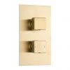 Arezzo Square Modern Twin Concealed Shower Valve with Diverter - Brushed Brass