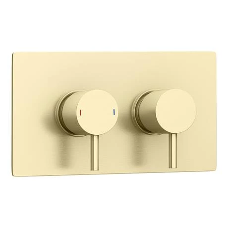 Arezzo Brushed Brass Round Modern Twin Concealed Shower Valve 6 Arezzo Brushed Brass Round Modern Twin Concealed Shower Valve - Image 6
