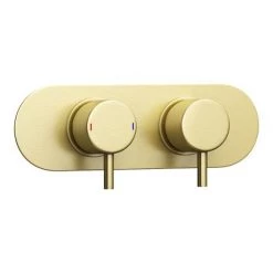 Arezzo Brushed Brass Round Twin Concealed Shower Valve w. Diverter + Oval Faceplate -Concealed Shower Valves Sales AZBBSVDR D4 460