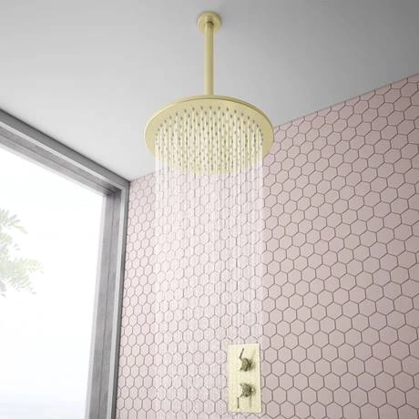Arezzo Brushed Brass Round Modern Twin Concealed Shower Valve 4 Arezzo Brushed Brass Round Modern Twin Concealed Shower Valve - Image 4