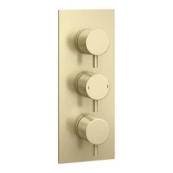 Arezzo Brushed Brass Round Modern Triple Concealed Shower Valve