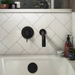 Arezzo Matt Black Round Concealed Manual Shower Valve -Concealed Shower Valves Sales AZBKMSV d3 460