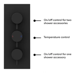 Arezzo Round Triple Concealed Thermostatic Shower Valve with Diverter - Matt Black -Concealed Shower Valves Sales AZBLKR38 d4 460