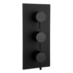 Arezzo Round Triple Concealed Thermostatic Shower Valve with Diverter - Matt Black