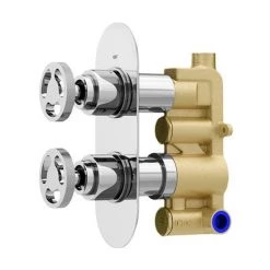 Arezzo Chrome Industrial Style Round Modern Twin Concealed Shower Valve -Concealed Shower Valves Sales AZCHIV1 d5 460