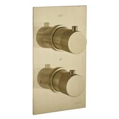Arezzo Fluted Round Modern Twin Concealed Shower Valve - Brushed Brass