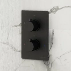 Arezzo Fluted Round Modern Twin Concealed Shower Valve - Matt Black -Concealed Shower Valves Sales AZFRV1MB d4 460