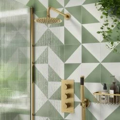 Arezzo Fluted Round Modern Triple Concealed Shower Valve - Brushed Brass -Concealed Shower Valves Sales AZFRV2BB d4 460