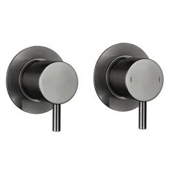 Arezzo Brushed Gunmetal Grey Concealed Individual Stop Tap + Thermostatic Control Shower Valve -Concealed Shower Valves Sales AZGM36 n d1 460