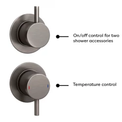 Arezzo Brushed Gunmetal Grey Concealed Individual Diverter + Thermostatic Control Shower Valve -Concealed Shower Valves Sales AZGM39 n d4 460