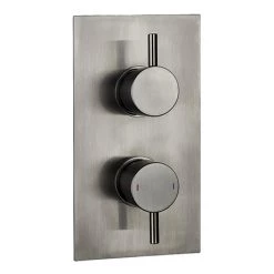 Arezzo Brushed Gunmetal Grey Round Modern Twin Concealed Shower Valve