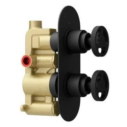 Arezzo Matt Black Industrial Style Round Modern Twin Concealed Shower Valve -Concealed Shower Valves Sales AZMBIV1 d4 460
