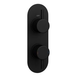 Arezzo Matt Black Round Twin Concealed Shower Valve w. Diverter + Oval Backplate