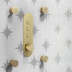 Arezzo Brushed Brass Industrial Style Push Button Shower Valve (3 Outlets) -Concealed Shower Valves Sales AZPB03RBB d5 460