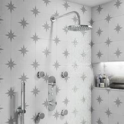 Arezzo Chrome Industrial Style Push Button Shower Valve (3 Outlets) -Concealed Shower Valves Sales AZPB03RCH d4 460