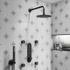 Arezzo Matt Black Industrial Style Push Button Shower Valve (3 Outlets) 8 Arezzo Matt Black Industrial Style Push Button Shower Valve (3 Outlets) -Concealed Shower Valves Sales AZPB03RMB d5 460