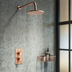 Arezzo Rose Gold Round Modern Twin Concealed Shower Valve -Concealed Shower Valves Sales AZRGSV d4 460