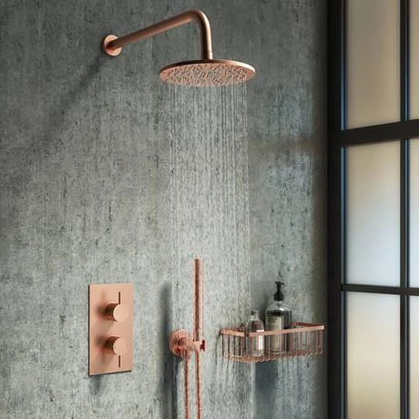 Arezzo Rose Gold Round Modern Twin Concealed Shower Valve with Diverter 2 Arezzo Rose Gold Round Modern Twin Concealed Shower Valve with Diverter - Image 2