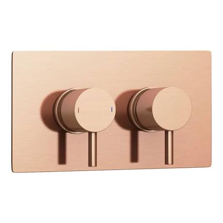 Arezzo Rose Gold Round Modern Twin Concealed Shower Valve with Diverter 3 Arezzo Rose Gold Round Modern Twin Concealed Shower Valve with Diverter - Image 3