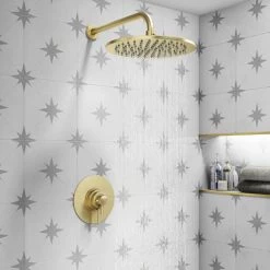 Arezzo Brushed Brass Round Concealed Dual Thermostatic Shower Valve -Concealed Shower Valves Sales AZSV4BB d3 460