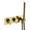 Arezzo Brushed Brass Round Wall Mounted Thermostatic Shower Valve with Handset