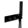 Arezzo Matt Black Square Wall Mounted Thermostatic Shower Valve with Handset