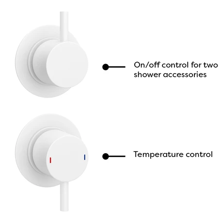 Arezzo Matt White Concealed Individual Diverter + Thermostatic Control Shower Valve 4 Arezzo Matt White Concealed Individual Diverter + Thermostatic Control Shower Valve - Image 4