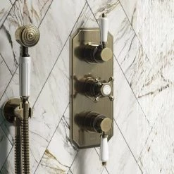 Chatsworth 1928 Antique Brass Triple Concealed Shower Valve -Concealed Shower Valves Sales CH63VAB d2 460